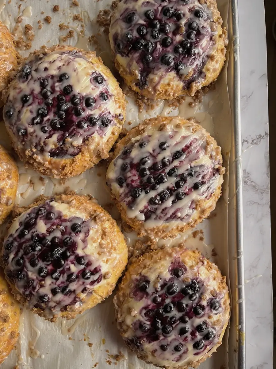 Fresh baked pastries with floral decorations